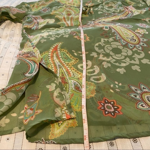 ESPRIT floral blouse long sleeve shirt sheer tunic printed top size Small - Picture 6 of 8